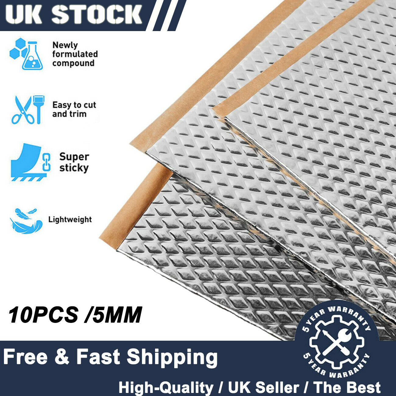 Car Audio Sound Deadening Mat - 50pc 5MM Sound Deadening Mat Butyl