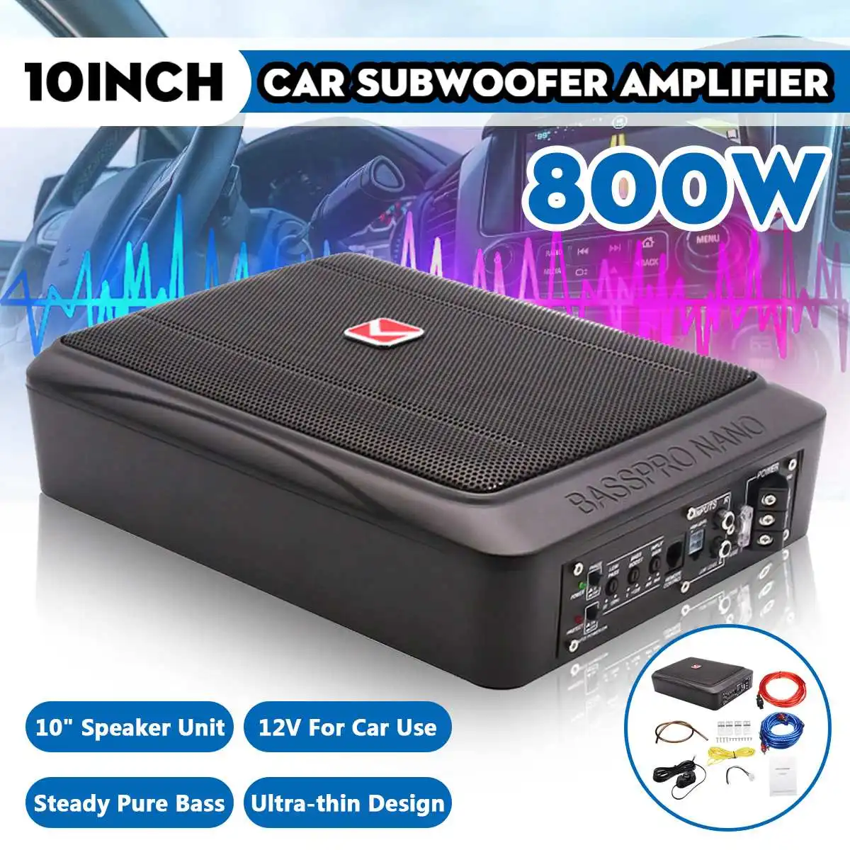800W/600W 8/10 Inch 12V Car Sp - Under Seat Subwoofer Slim 8 Inch review and price
