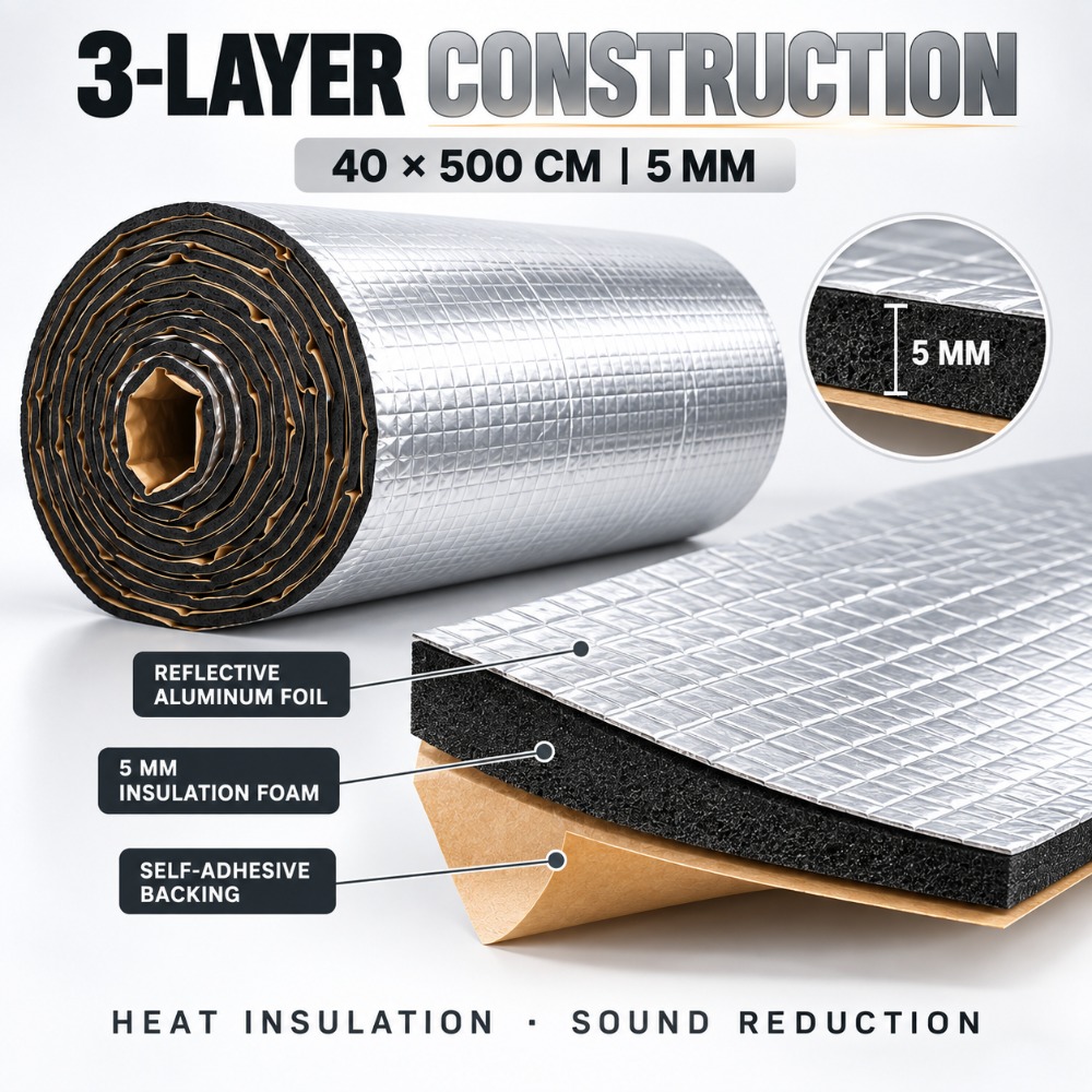 Extra Long 40x500cm 5mm Self A - Car Audio Sound Deadening Mat review and price